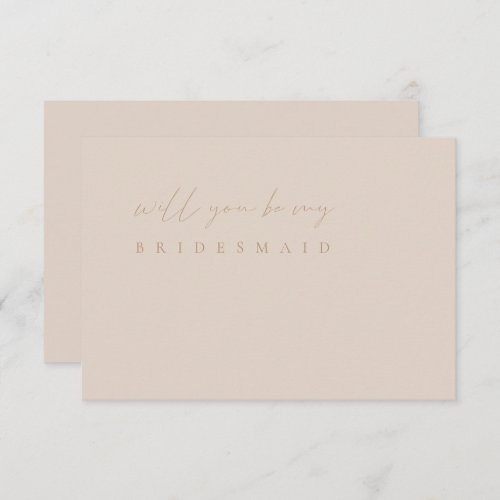 Blush Pink & Tan Elegant Bridesmaid Proposal Card
