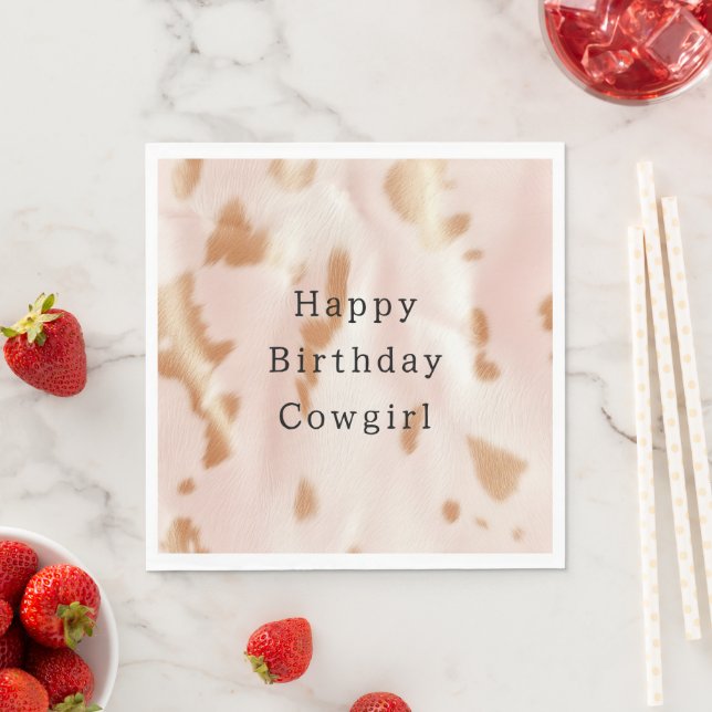Blush Pink Tan Southwest Faux Cowgirl Cowhide Napkins (Insitu)