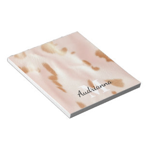 Blush Pink Tan Southwest Faux Cowhide Cowgirl Notepad