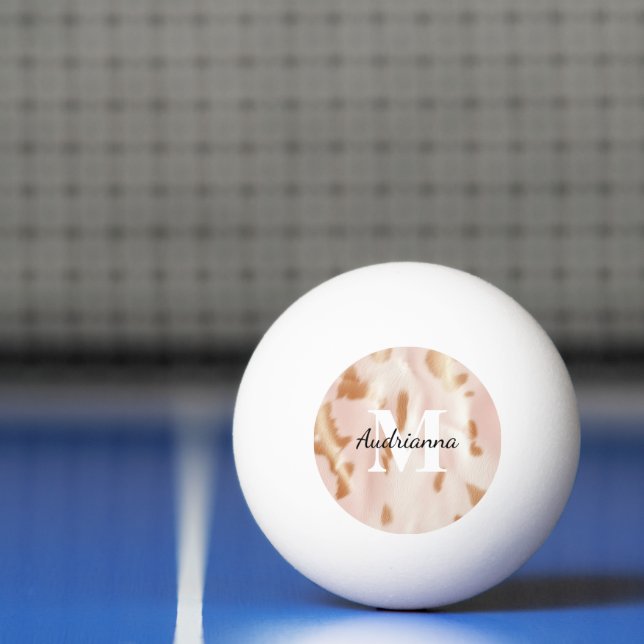 Blush Pink Tan Southwest Faux Cowhide Cowgirl Ping Pong Ball (Net)