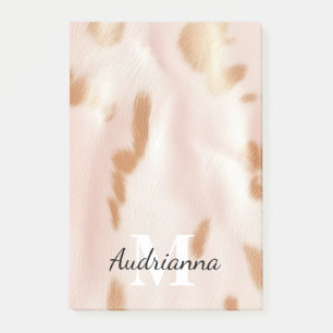 Blush Pink Tan Southwest Faux Cowhide Cowgirl Post-it Notes