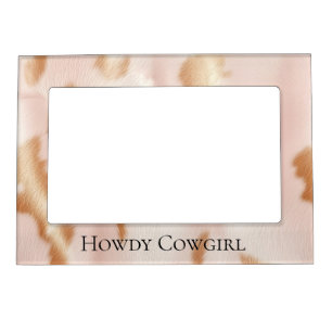 Blush Pink Tan Southwest Faux Cowhide Magnetic Frame