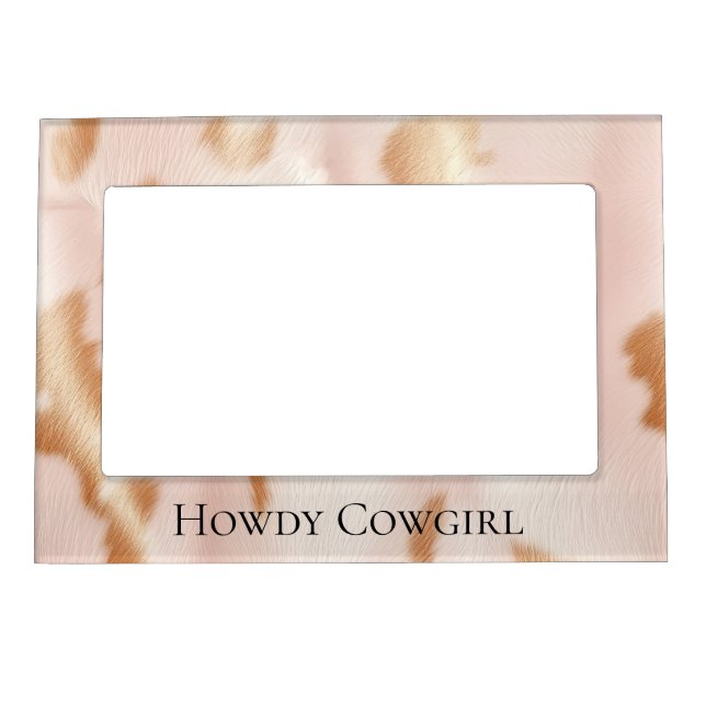 Blush Pink Tan Southwest Faux Cowhide Magnetic Frame (Front)