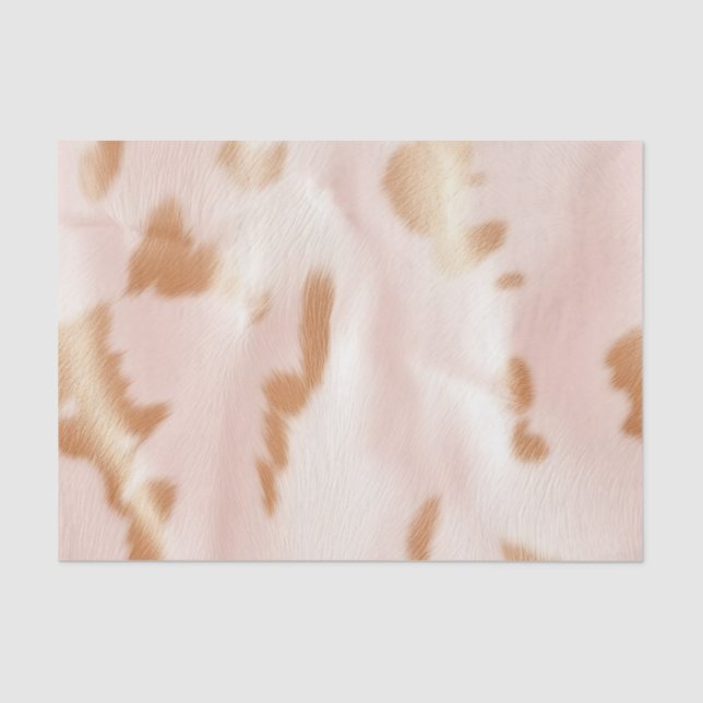Blush Pink Tan Southwest Faux Cowhide Tissue Paper (Front)