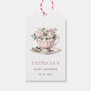 Blush Pink Tea Party Girl Baby Shower Gift Tags