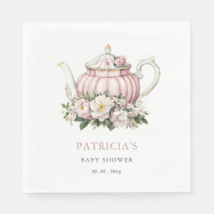 Blush Pink Tea Party Girl Baby Shower Napkins