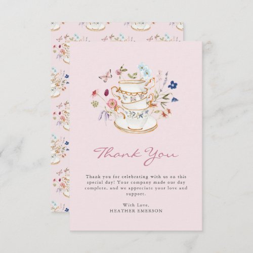 Blush Pink Tea Party Thank You Card