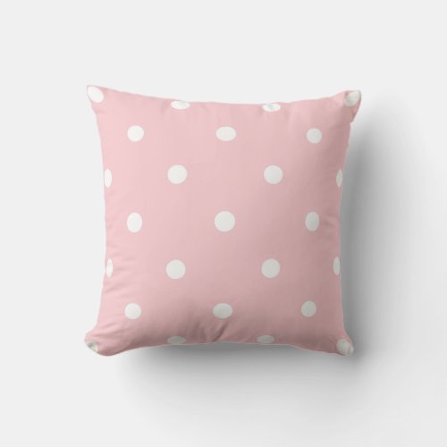 Blush Pink Template White Polka Dots Trend Color Throw Pillow