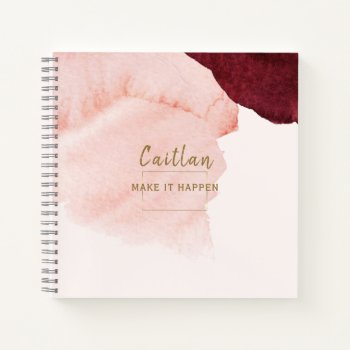 Blush Pink Terra Cotta Abstract Monogrammed  Notebook by designcurvestudios at Zazzle