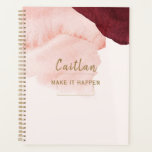 Blush Pink Terra Cotta Abstract Monogrammed  Planner<br><div class="desc">Design features modern abstract shapes in blush pink and terra cotta with an elegant calligraphy script .  Easily customize name on front and monogram initial on back.  Ideal gift idea for back-to-school,  office,  business,  birthday,  holiday,  and so much more.</div>