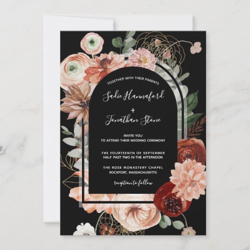 Blush Pink Terracotta Floral Geometric Wedding Invitation