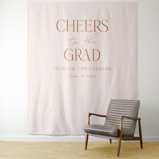 Blush Pink Terracotta Modern Grad Photo Backdrop (In Situ)
