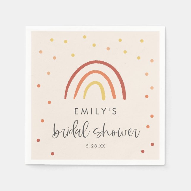 Blush Pink Terracotta Rainbow Bridal Shower Custom Napkins (Front)