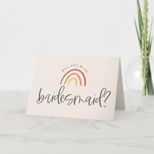 Blush Pink Terracotta Rainbow Bridesmaid Proposal Card