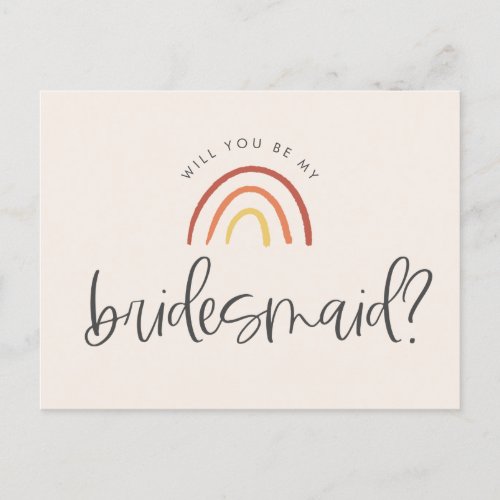 Blush Pink Terracotta Rainbow Bridesmaid Proposal Invitation Postcard