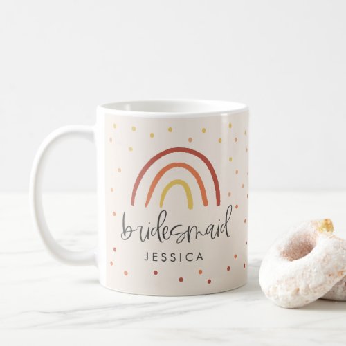 Blush Pink Terracotta Rainbow Custom Bridesmaid Coffee Mug