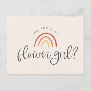 Blush Pink Terracotta Rainbow Flower Girl Proposal Invitation Postcard