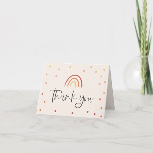 Blush Pink Terracotta Rainbow Personalized Message Thank You Card