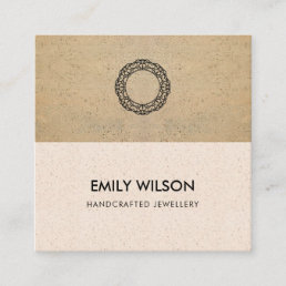 BLUSH PINK TERRACOTTA TEXTURE LOGO QR CODE SQUARE BUSINESS CARD