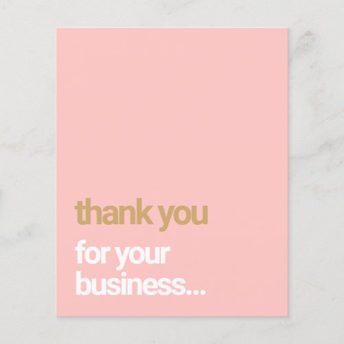 Blush Pink  Thank You Customer Appreciation Insert Flyer