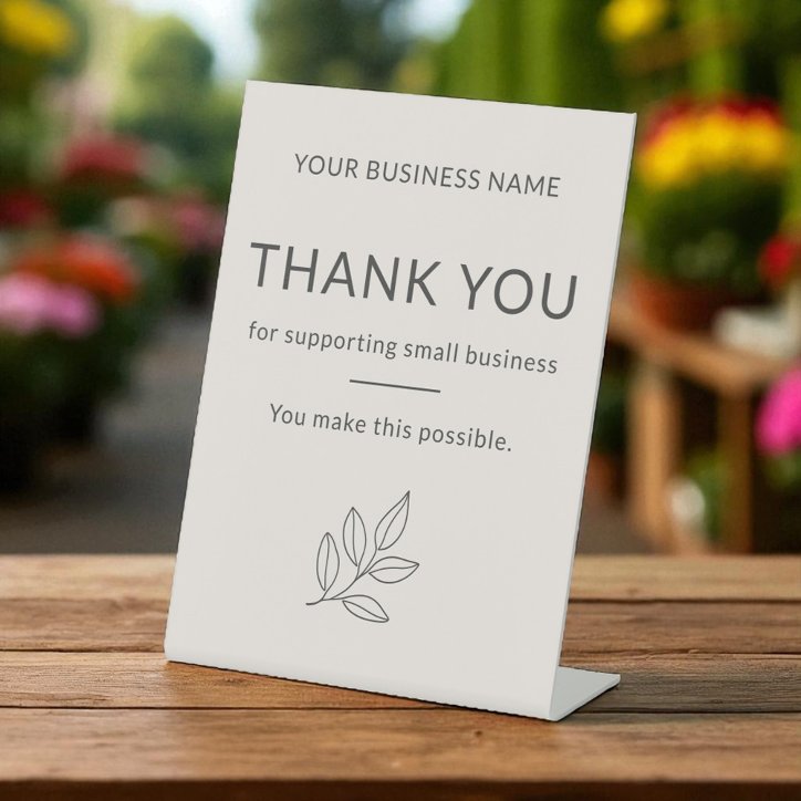 Blush Pink Thank You Minimalist Small Business Pedestal Sign
