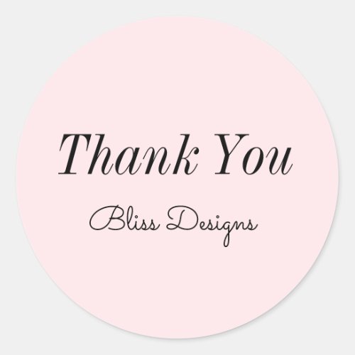 Blush Pink Thank You Simple Business  Classic Round Sticker