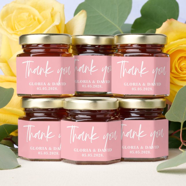 Blush Pink Thank You Wedding  Honey Jar Favors (Insitu)