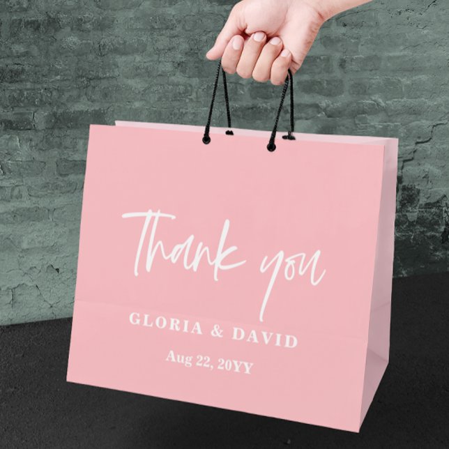 Blush Pink Thank You Wedding  Large Gift Bag (Creator Uploaded)