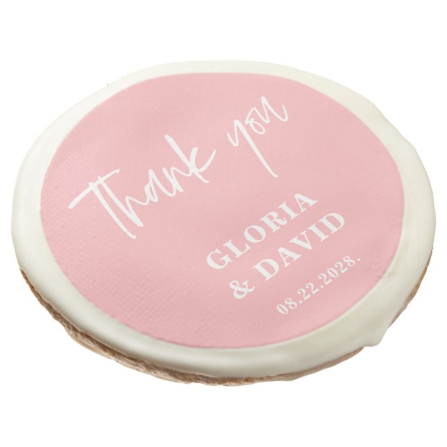 Blush Pink Thank You Wedding  Sugar Cookie (Angled)