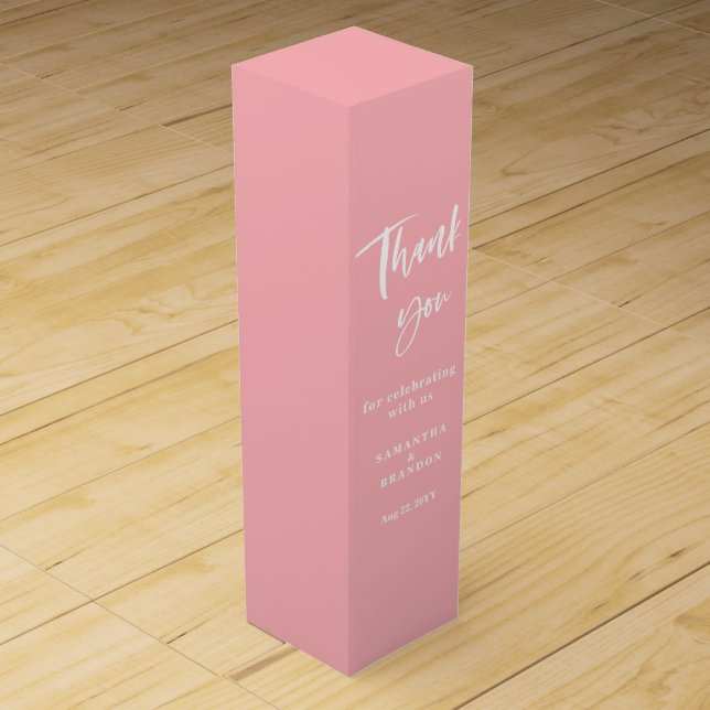 Blush Pink Thank You Wedding  Wine Box (Front)