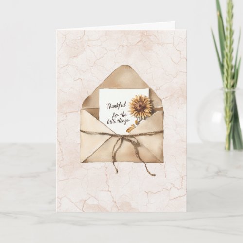 Blush Pink Thankful Envelope Sunflower Card