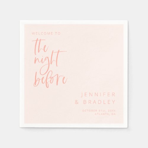 Blush Pink The Night Before Rehearsal Dinner  Napkins