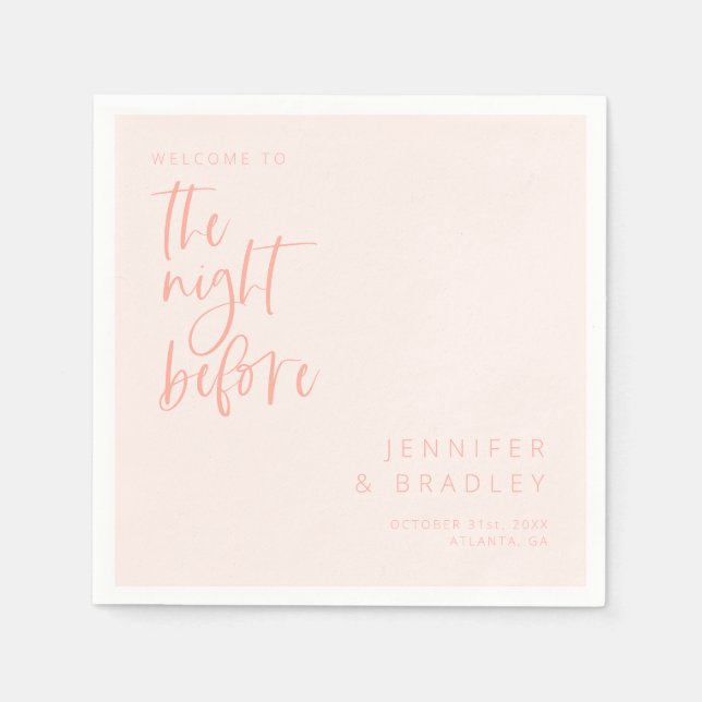 Blush Pink The Night Before Rehearsal Dinner  Napkins (Front)