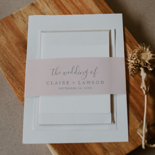 Blush Pink The Wedding Of Invitation Belly Band