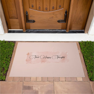 Blush Pink Think Happy Thoughts Doormat