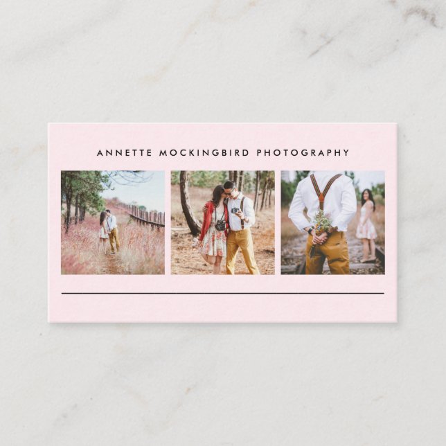 Blush Pink Three Photo | Minimalist Photography Business Card (Front)