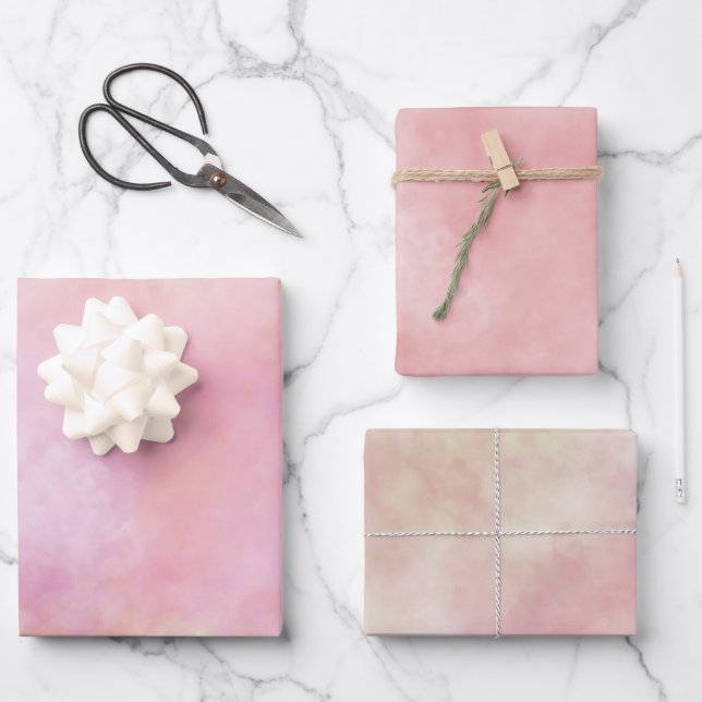 Blush Pink Tie dye Wrapping Paper Sheets (Front)