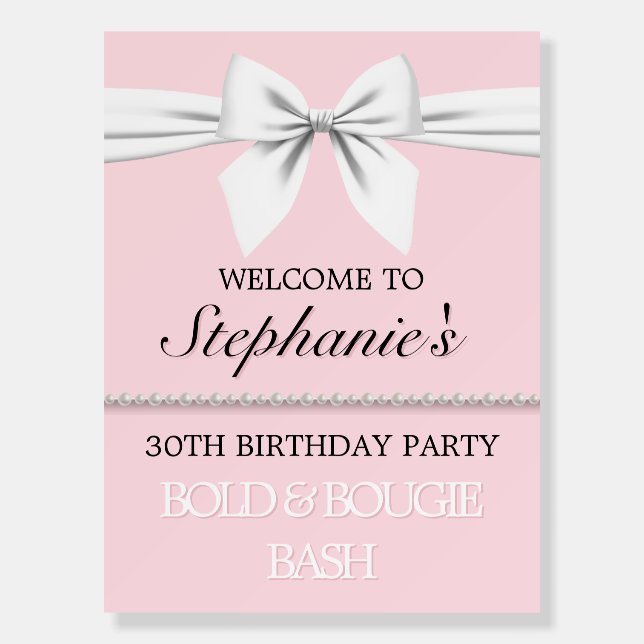 Blush Pink Tiffany Birthday Party Welcome Sign (Front)