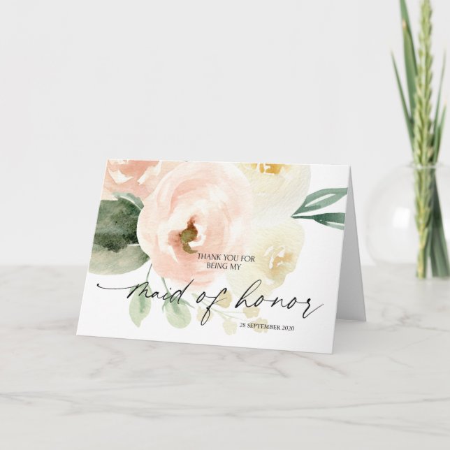 Blush Pink To My Maid of Honor Wedding Thank You Card (Front)