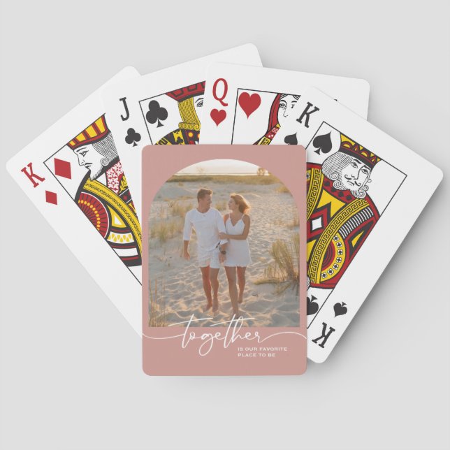 Blush Pink Together Typography Couple Valentine Poker Cards (Back)