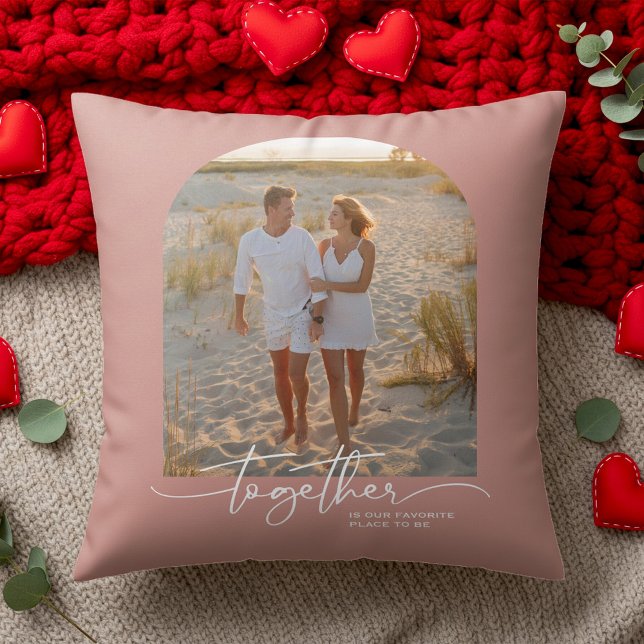 Blush Pink Together Typography Couple Valentine Throw Pillow (Creator Uploaded)