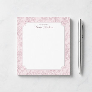 Blush Pink Toile Floral Notepad