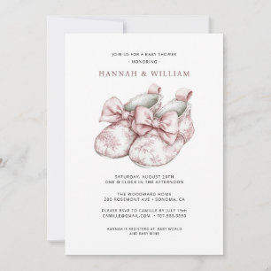 Blush Pink Toile Girl Baby Shower Invitation