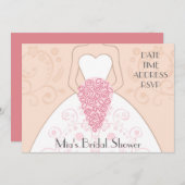 Blush pink traditional elegant bridal shower invitation (Front/Back)
