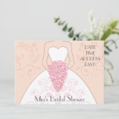 Blush pink traditional elegant bridal shower invitation (Standing Front)