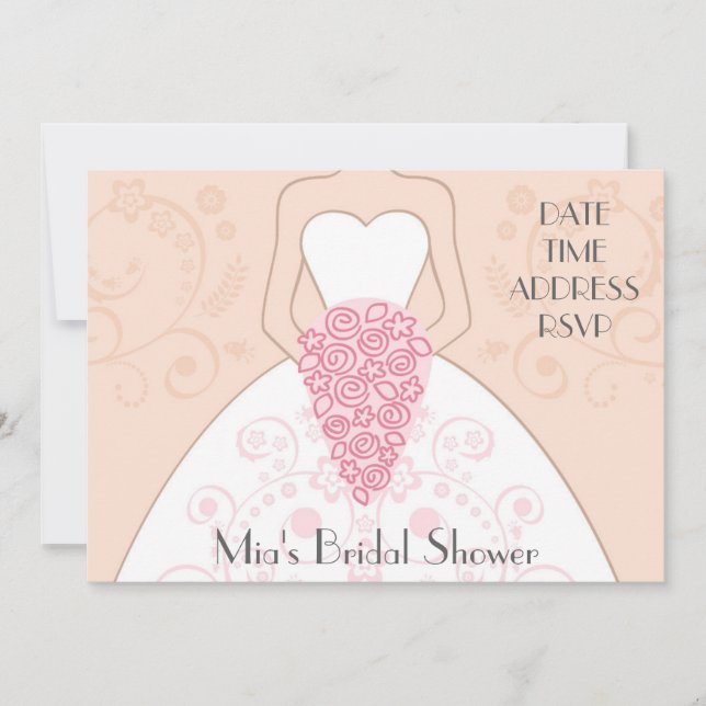 Blush pink traditional elegant bridal shower invitation (Front)