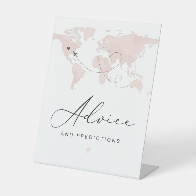 Blush Pink Travel Themed Guest Check In Pedestal Sign (Front)