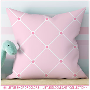 Blush Pink Trellis Pattern Baby Girl Nursery Throw Pillow