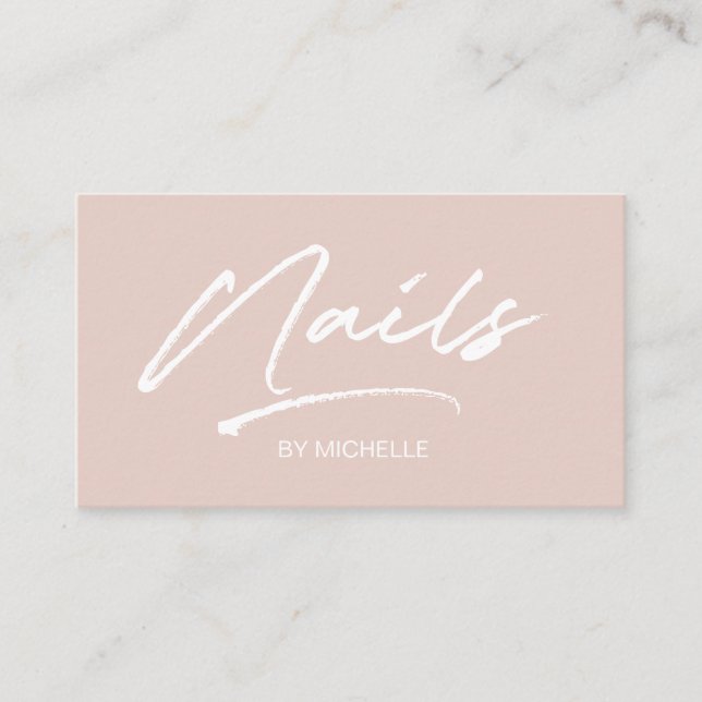 Blush Pink Trendy Modern Minimalist Nail Artist  B Business Card (Front)