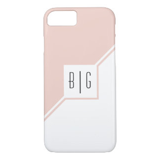 Blush pink triangles, monogram modern geometric iPhone 8/7 case